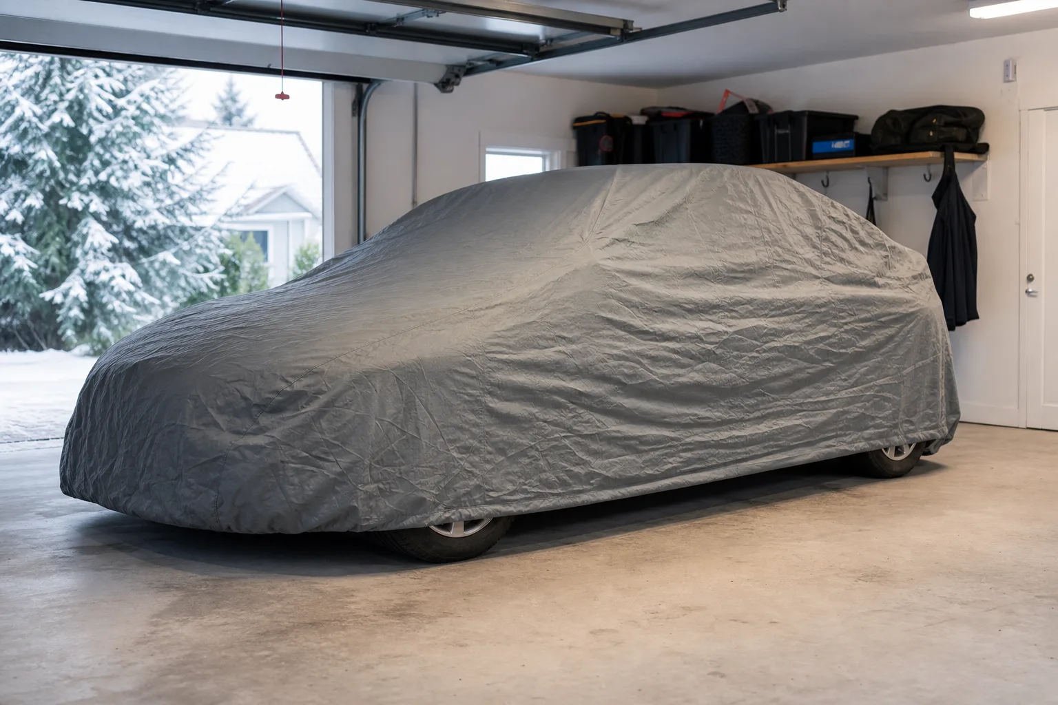 Avställd bil i garage