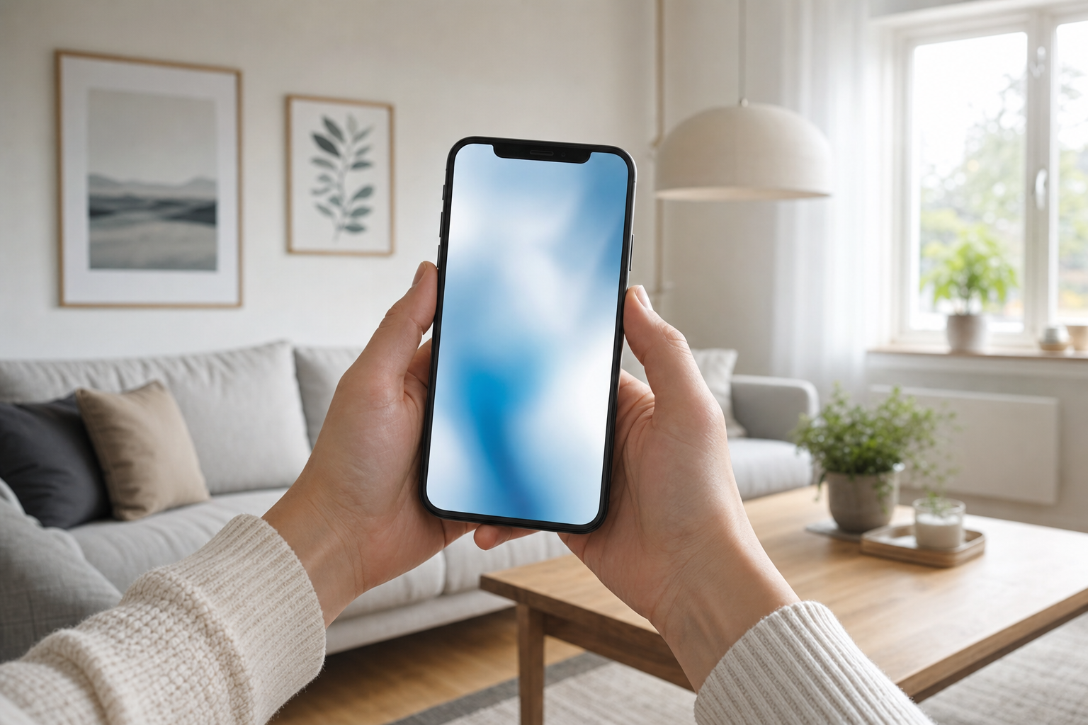 Smartphone med bilförsäkring i mobilapp