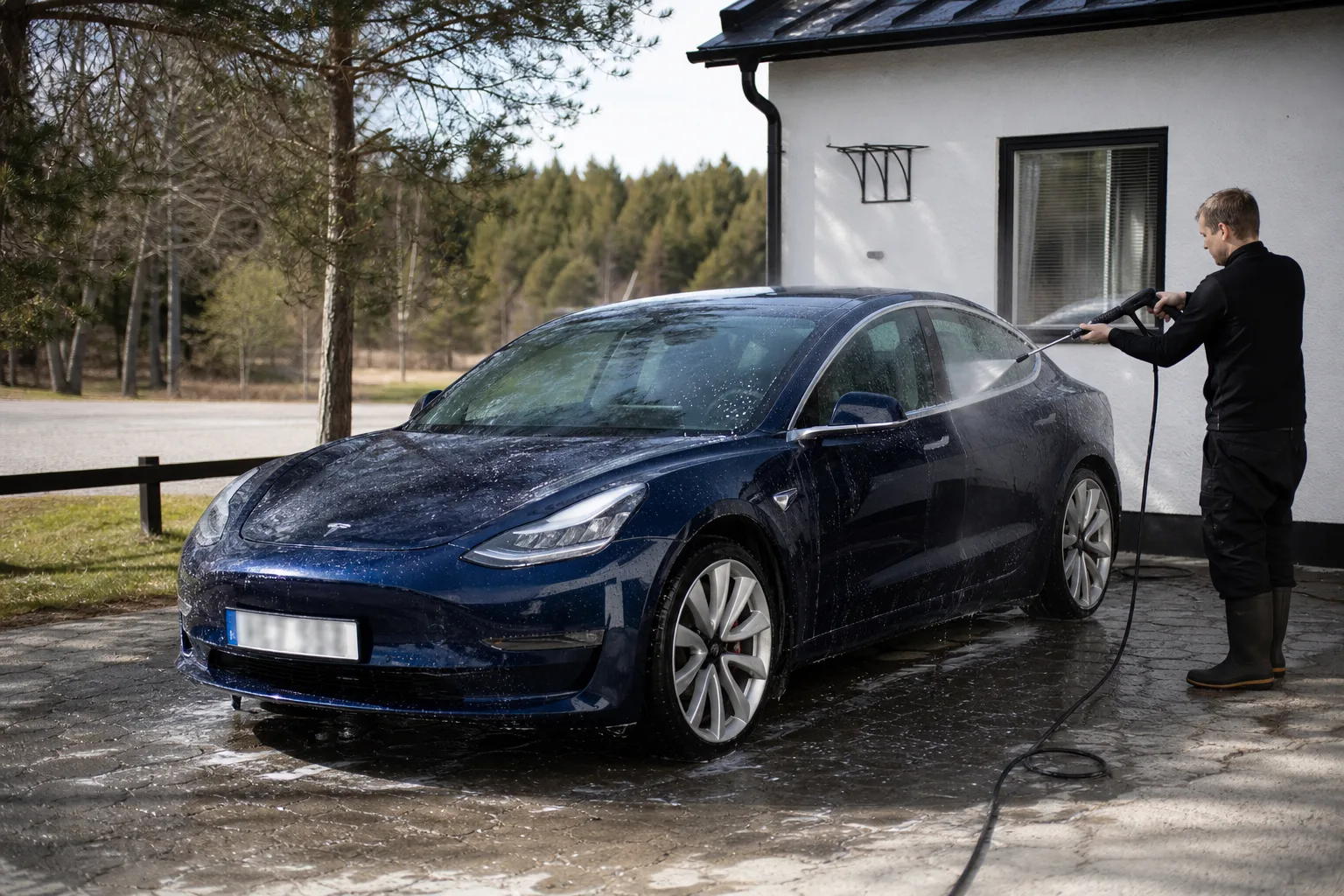 Bil som ställs på och körs ut på väg